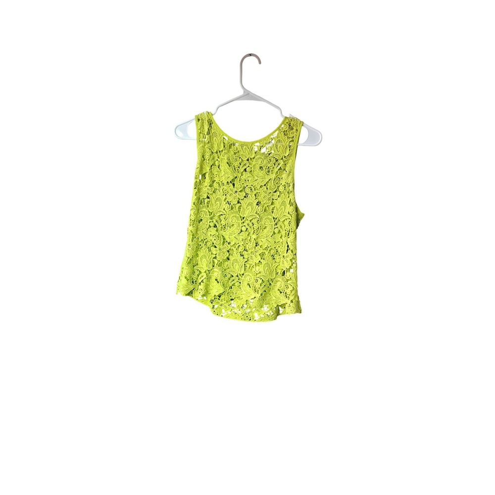 Karen Kane Womens Lime Green Lace Sleeveless Top Exposed Back Zipper Size M